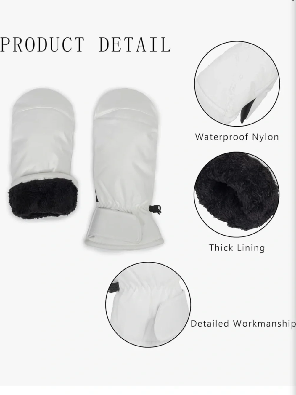 White Ski Mittens - Single Pair